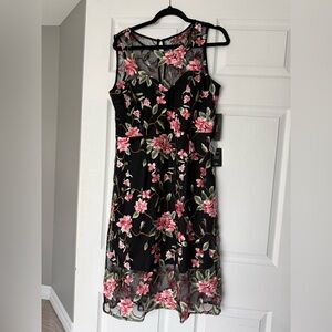 Floral Embroidered Black Dress